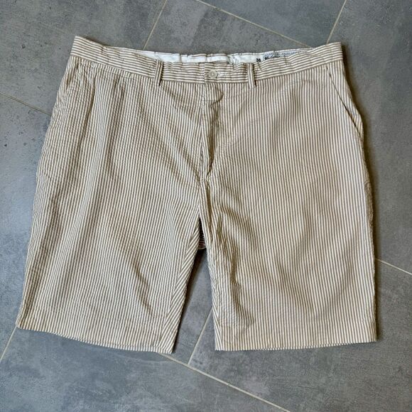 Polo Ralph Lauren Seersucker Short Mens 38 Tan White Striped Chino - Picture 1 of 8